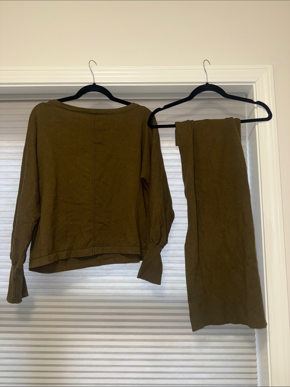 Women’s Olive Green Knit Sweater top and skirt set